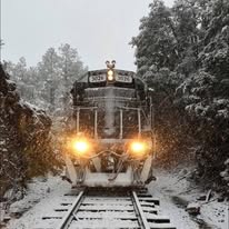 Tren en paisaje nevado